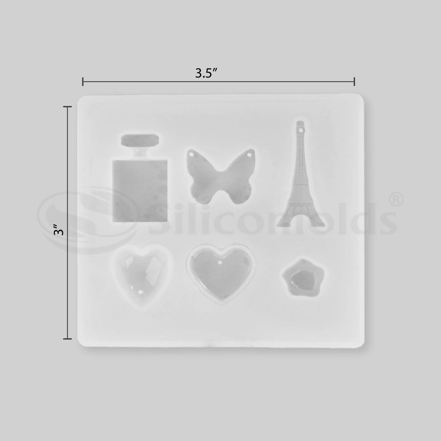 SILICOMOLDS - HEART, EIFFEL TOWER VARIOUS JEWELLERY MOLD - URP230-RM