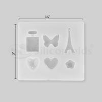 SILICOMOLDS - HEART, EIFFEL TOWER VARIOUS JEWELLERY MOLD - URP230-RM