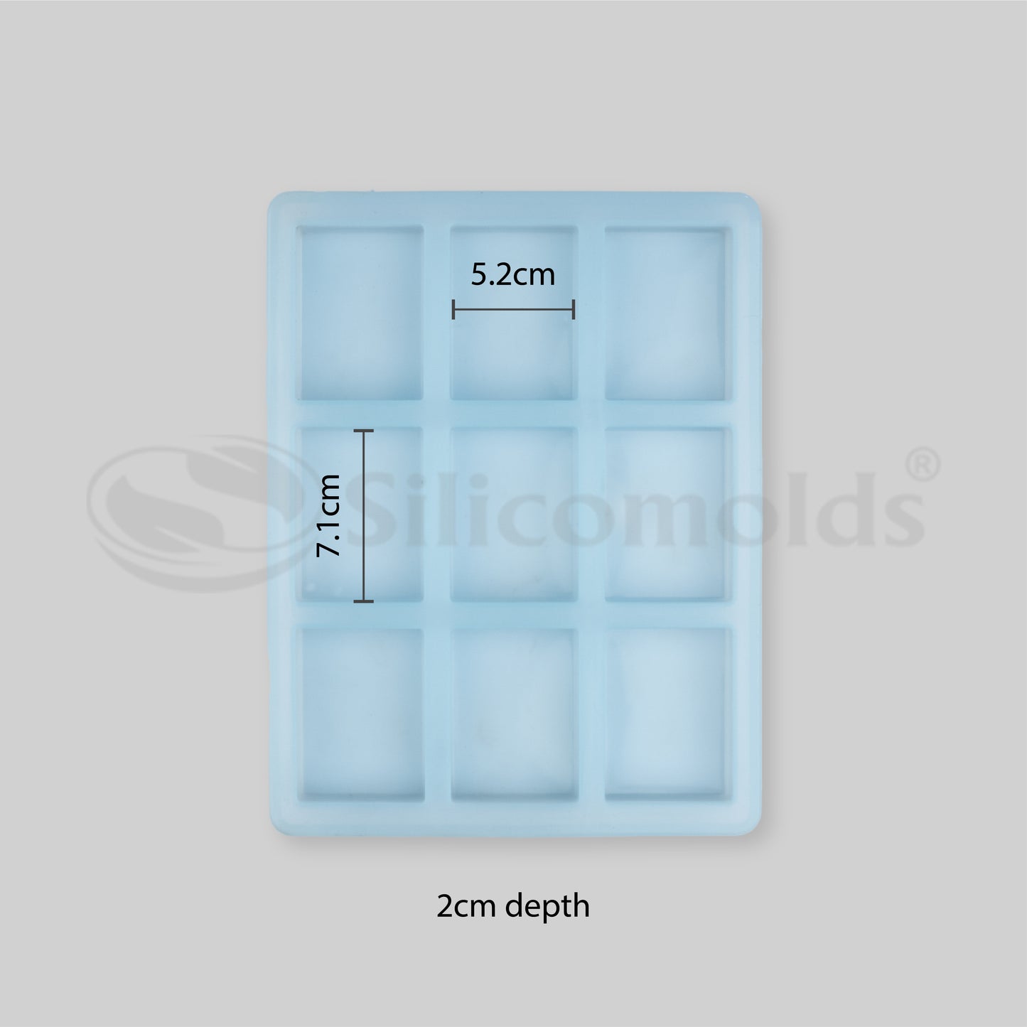 SILICOMOLDS - 75gms - Rectangle Shape - 9 Cavities Silicone Soap Mold-URP002SM