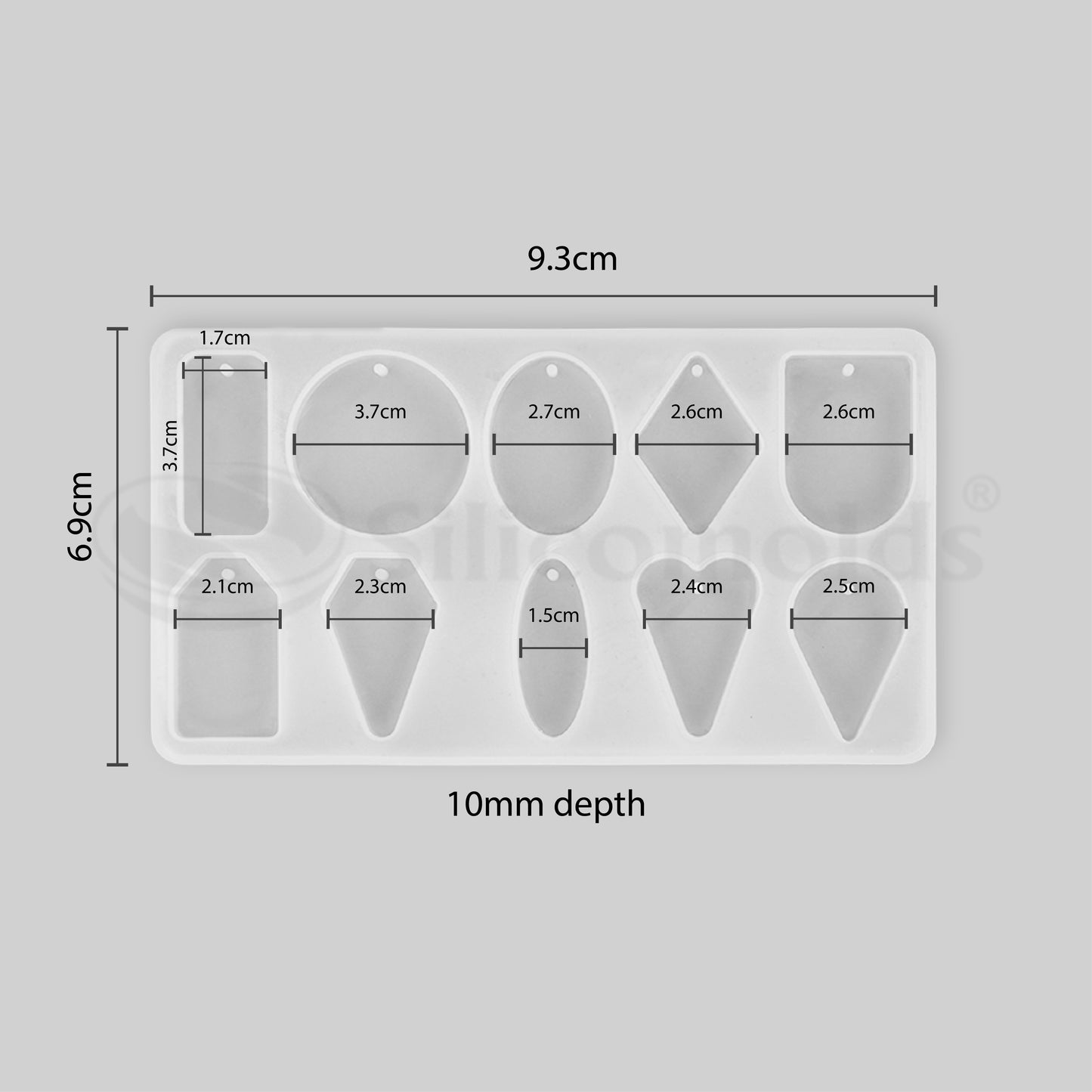 "SILICOMOLDS - PENDANT MOLD - 10 CAVITY - URP051 - RM"