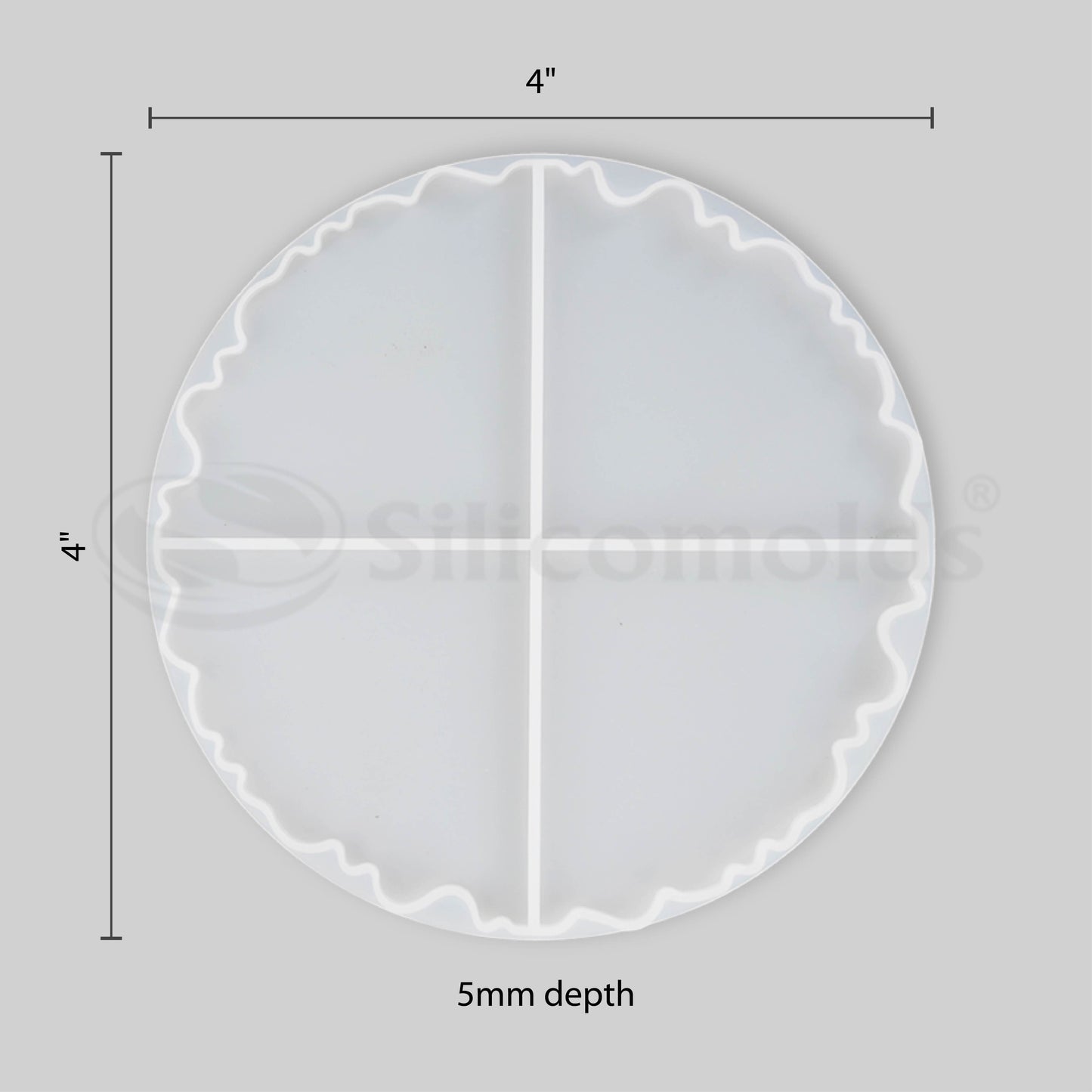 SILICOMOLDS - COASTER MOLD - 4" X 4" - 4 CAVITY - COMMERCIAL QUALITY URP129-RM