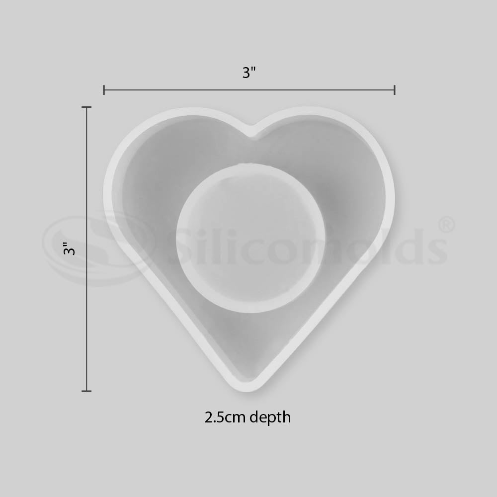 SILICOMOLDS - HEART HAPE - TEALIGHT CANDLE HOLDER MOLD - URP155- RM