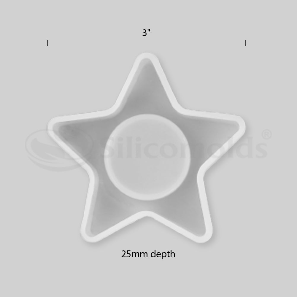 SILICOMOLDS - 3" STAR SHAPE TEALIGHT CANDLE HOLDER MOLD - URP160- RM