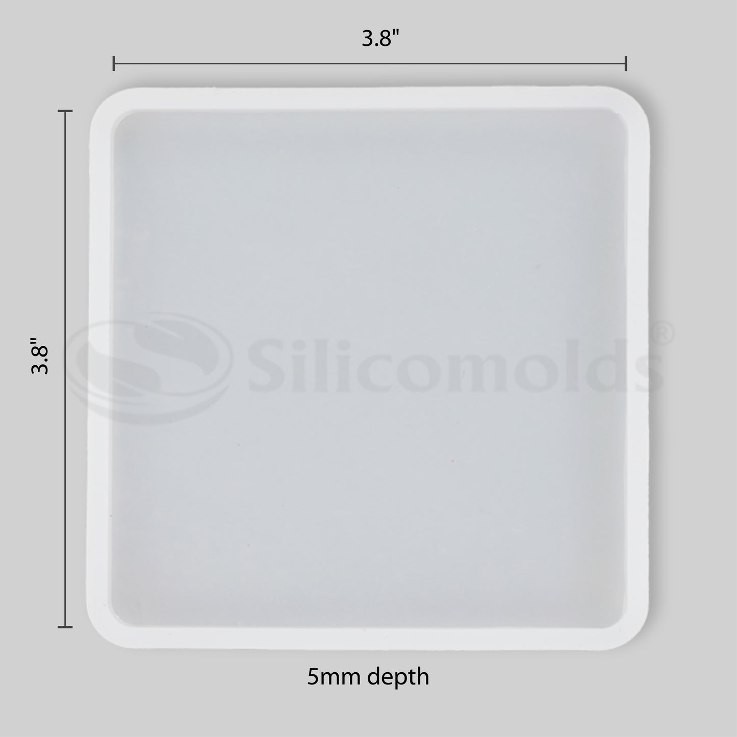 "SILICOMOLDS - 4"" X 4"" X 5MM SQUARE COASTER MOLD - URP164-RM"