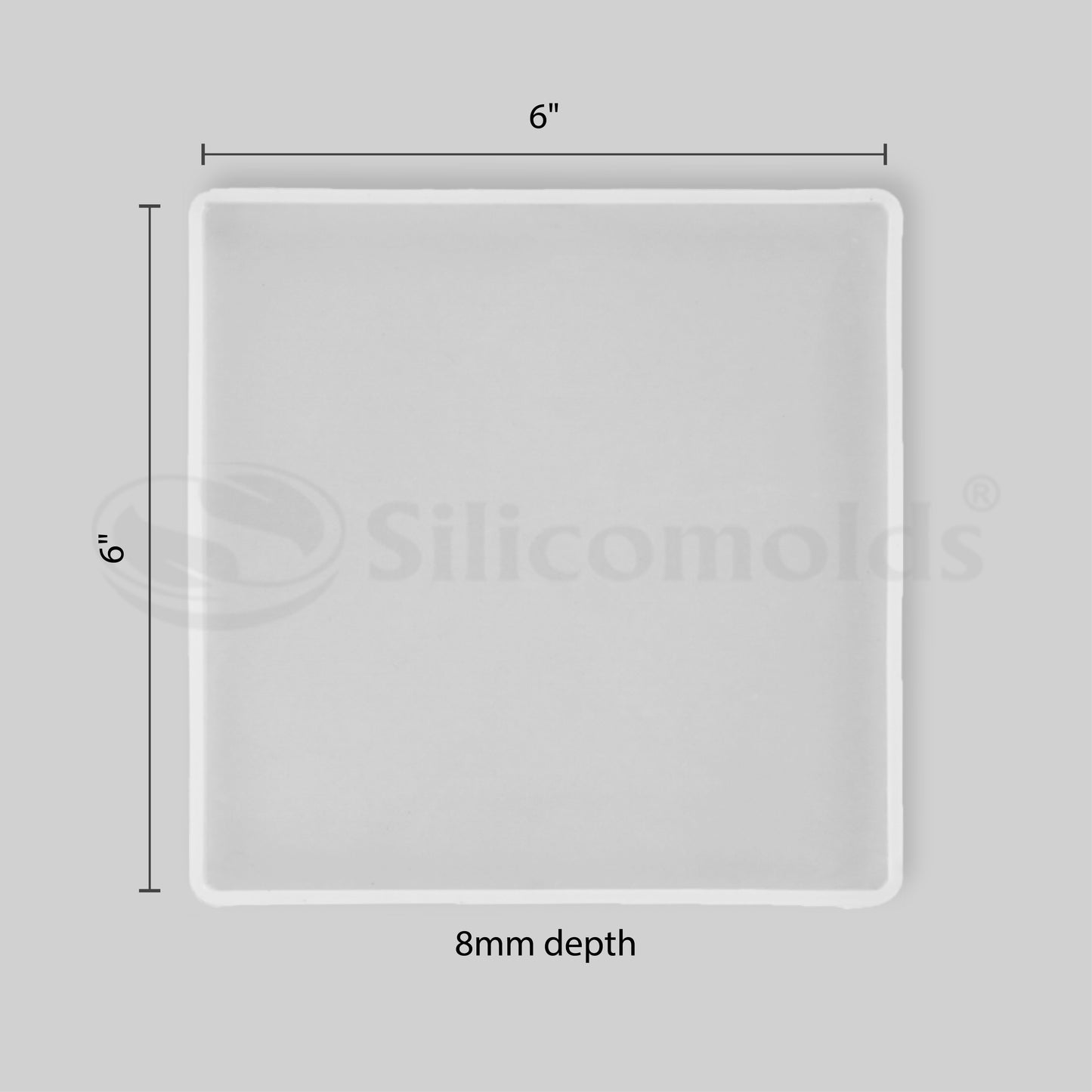 SILICOMOLDS - SILICONE 6" x 8mm SQUARE COASTER MOLD - URP195-RM