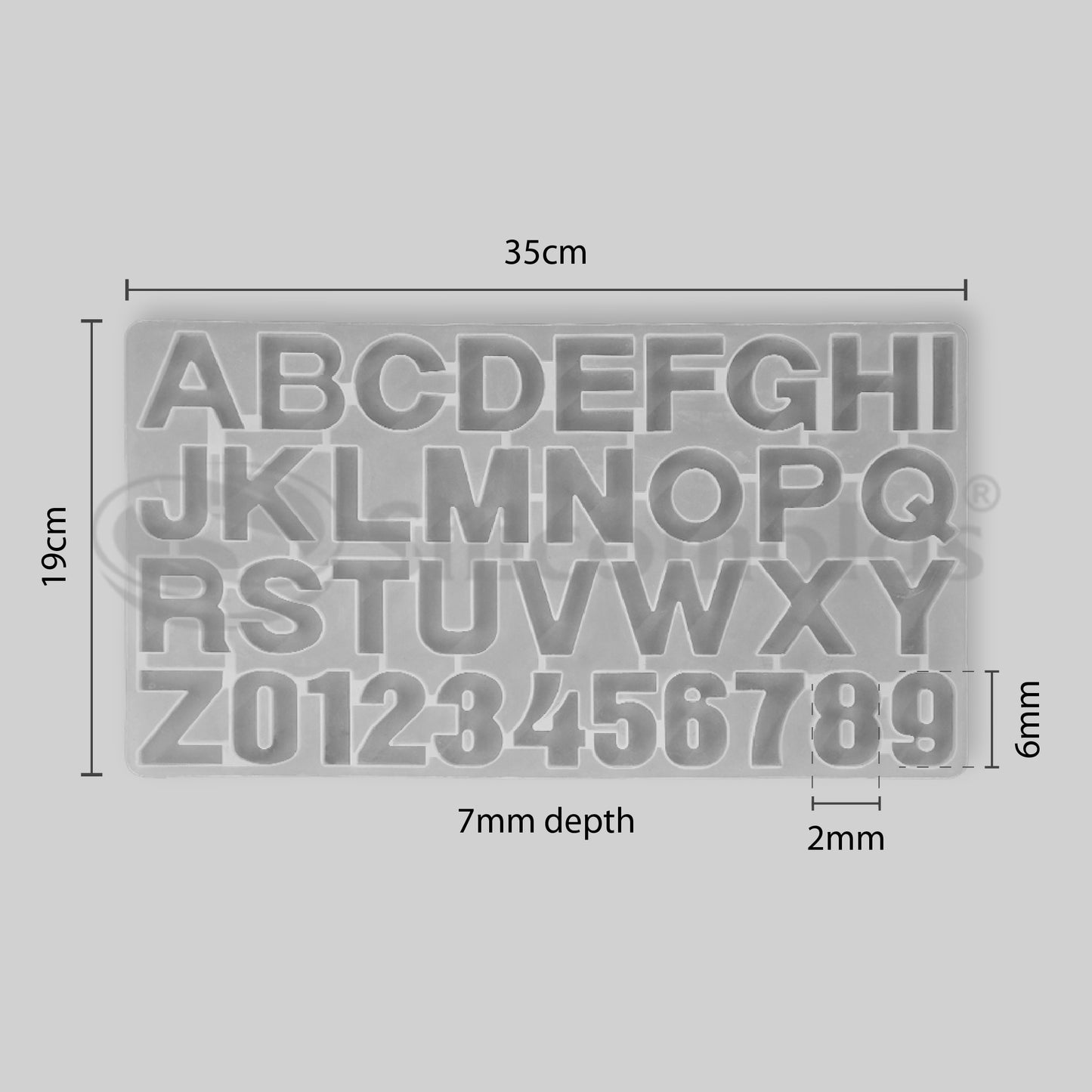 SILICOMOLDS - SILICONE ALPHABET MOLD FRONT POURING PLAIN URP202RM