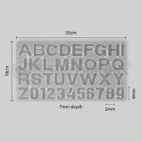 SILICOMOLDS - SILICONE ALPHABET MOLD FRONT POURING PLAIN URP202RM