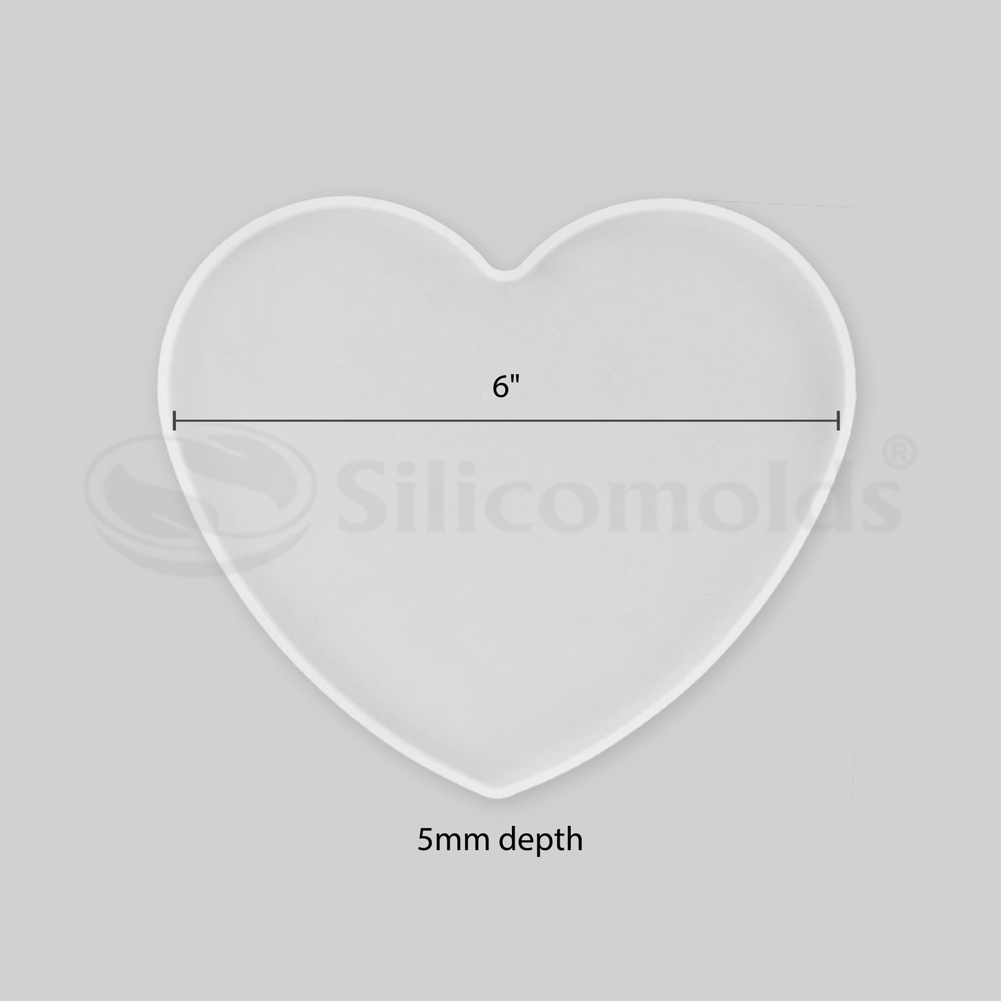 SILICOMOLDS - 6" X 5mm - SILICONE HEART SHAPE COASTER MOLD - URP208- RM