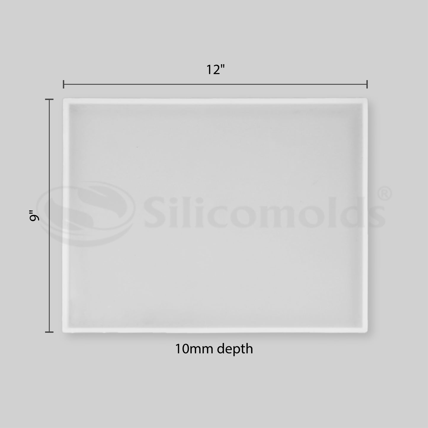 "SILICOMOLDS - 9"" X 12"" X 10MM SQUARE - PLAIN SILICONE MOLD - URP239- RM"