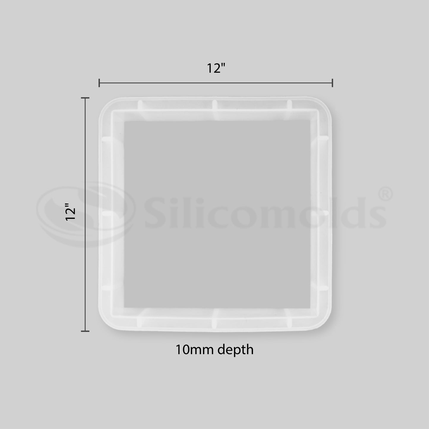 "SILICOMOLDS - 12"" X 12"" X 10MM SQUARE - PLAIN SILICONE MOLD - URP241- RM"