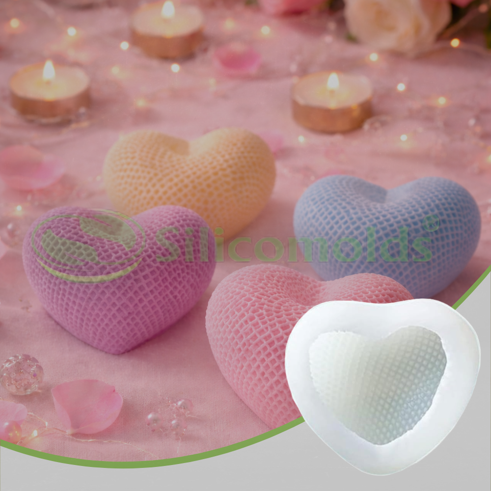 Silicomolds - Chequered Heart Soap / Candle / Wax Silicone Mold - URP391CM