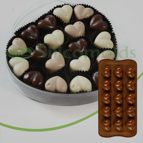 SILICOMOLDS - SILICONE HEART SHAPE CHOCOLATE MOLD - PACK OF 2.-URP064CM
