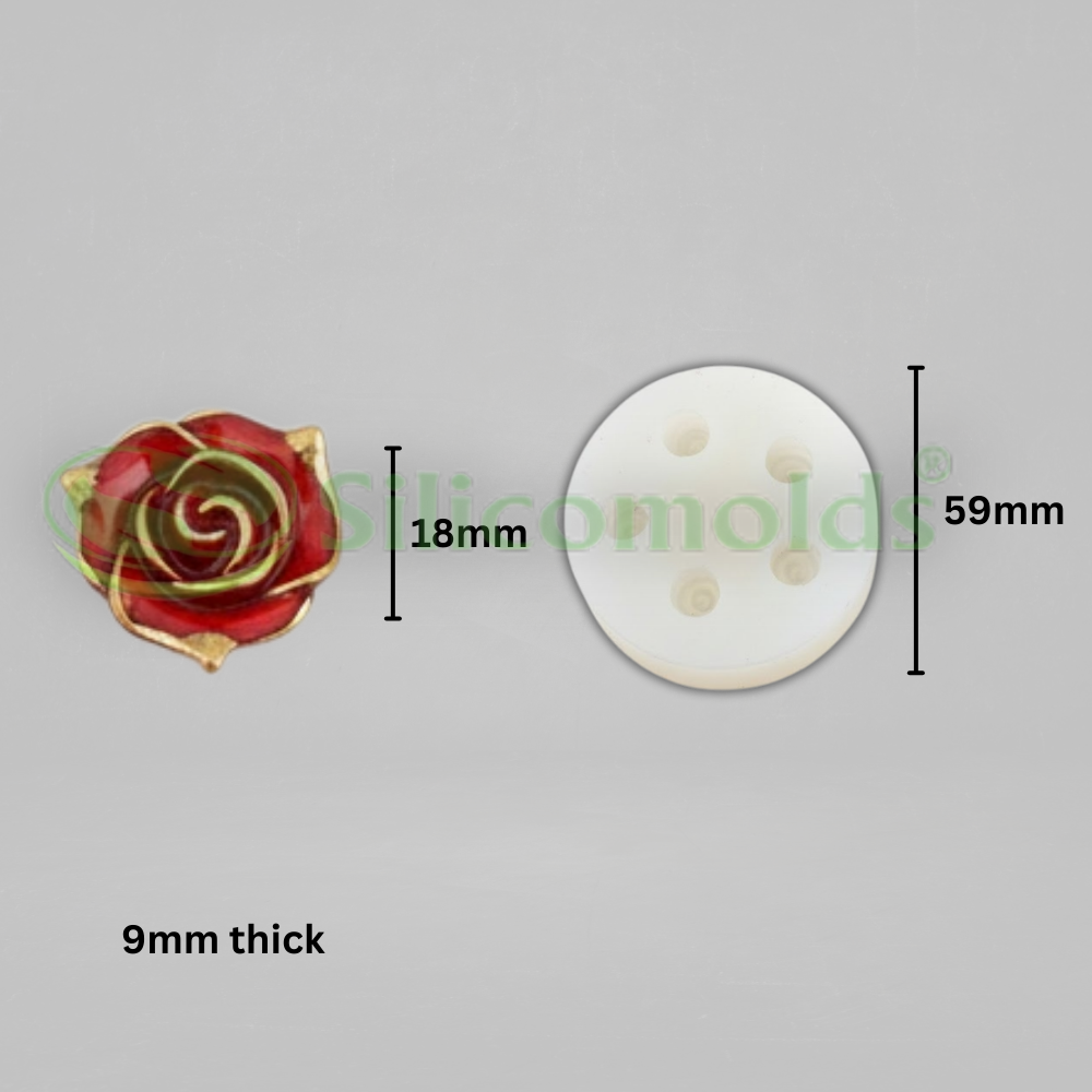Silicomolds - Flatback Rose Petal Candle / Wax 5 Cavities SIlicone Mold  - URP357CM
