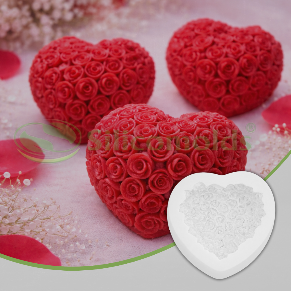 Silicomolds - Heart Shape Rose Candle / Wax / Soap Mold - URP383CM