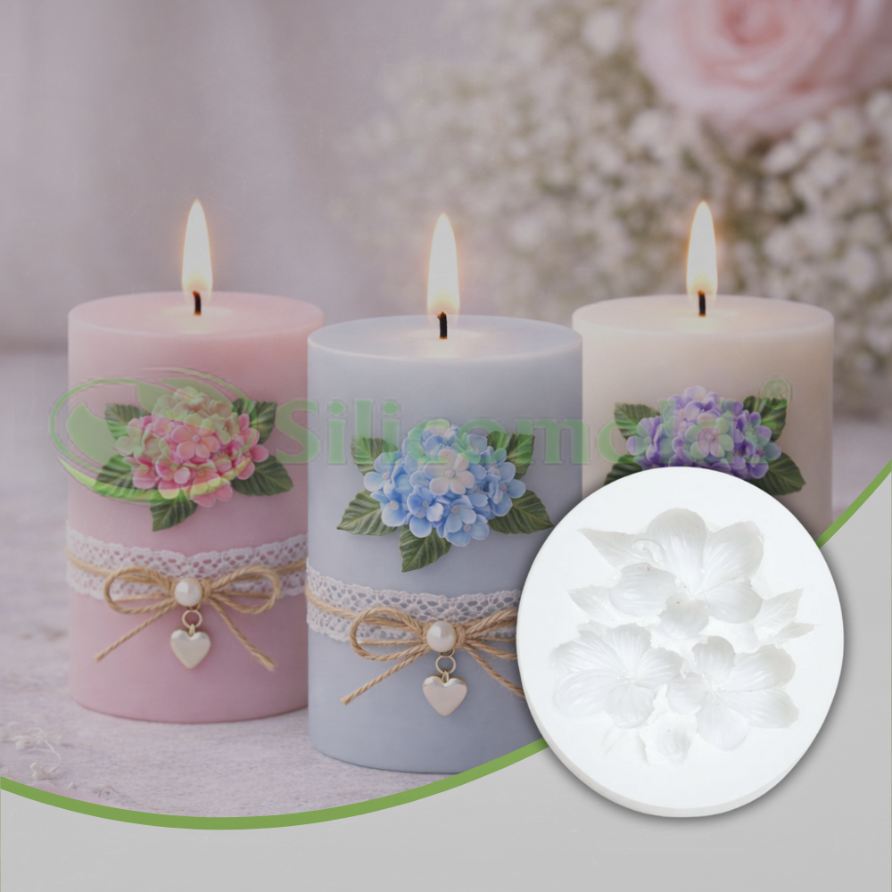 Siilicomolds - "Hydrangea" Flower - Candle / Wax Mold - URP381CM