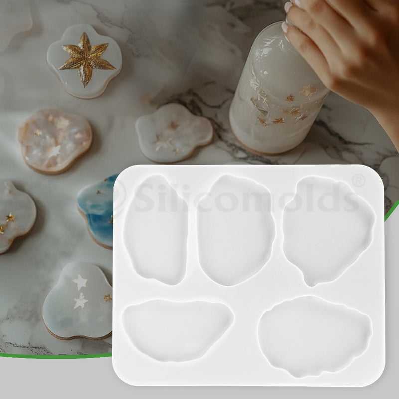 "SILICOMOLDS - SILICONE COASTER MOLD-5 CAVITIES-URP067RM