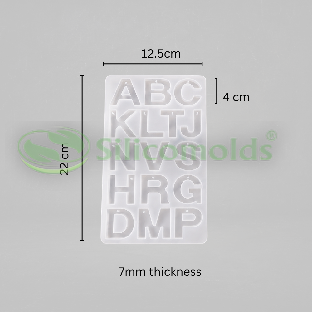 silicomolds-6 Cavity Front Pouring Alphabet With Hole Mould-URP425RM