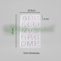 silicomolds-6 Cavity Front Pouring Alphabet With Hole Mould-URP425RM