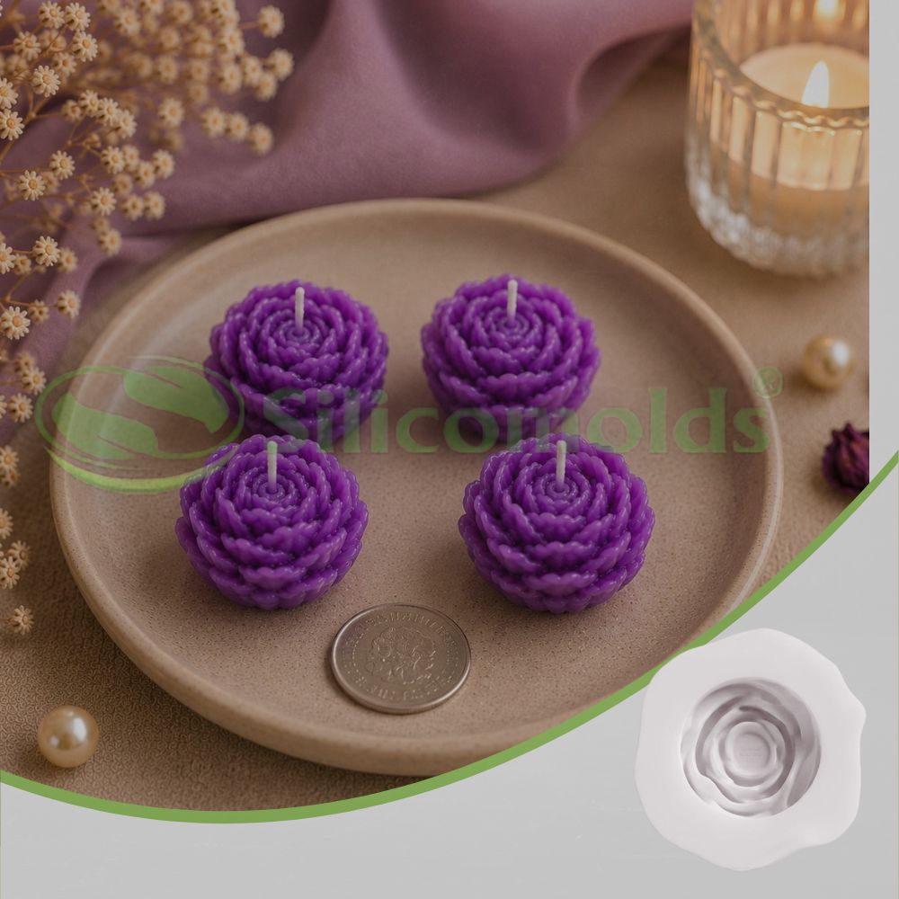 Silicomolds - 2" peony flower candle / wax mold-URP413CM