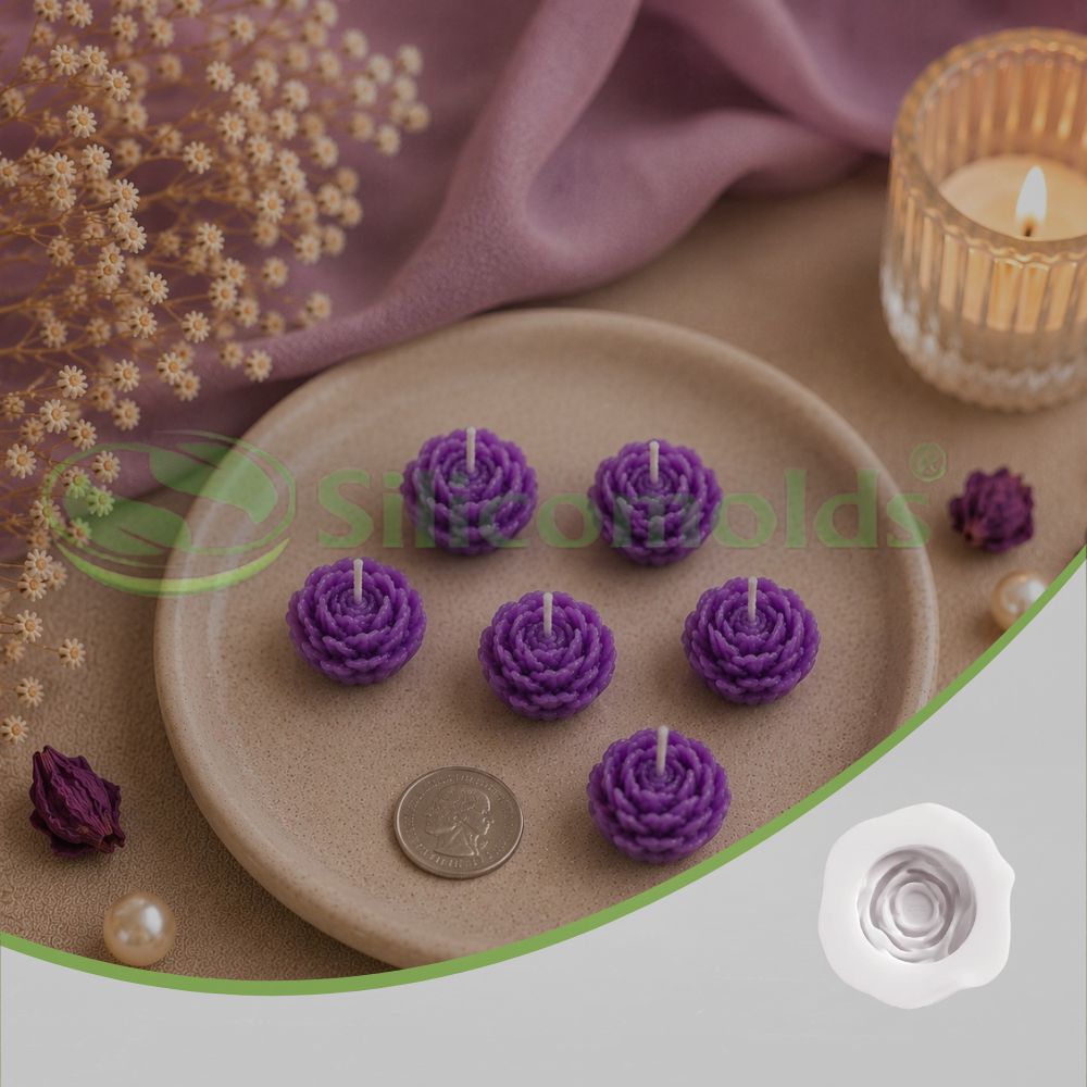 Silicomolds - 1.5" peony flower candle / wax mold-URP412CM