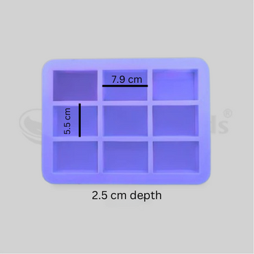 SILICOMOLDS - 100gms - Rectangle Shape -  9 Cavities Silicone Soap Mold - URP022SM