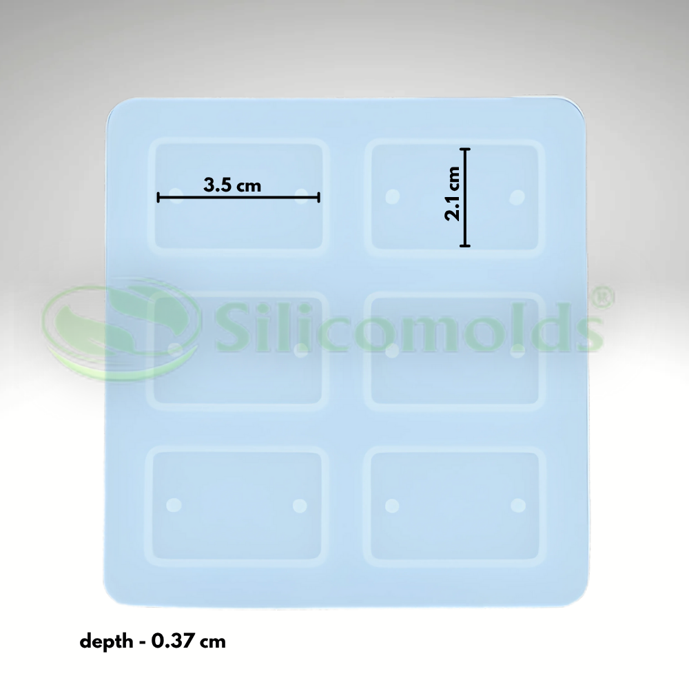 SILICOMOLDS- 1.4" Rectangular Shape 6 Cavity Rakhi Mold - URP336RM