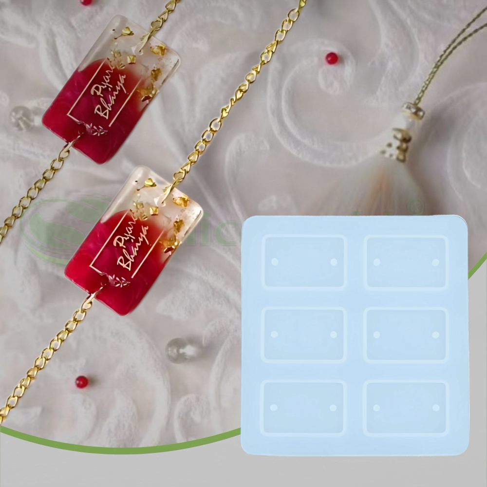 SILICOMOLDS- 1.4" Rectangular Shape 6 Cavity Rakhi Mold - URP336RM