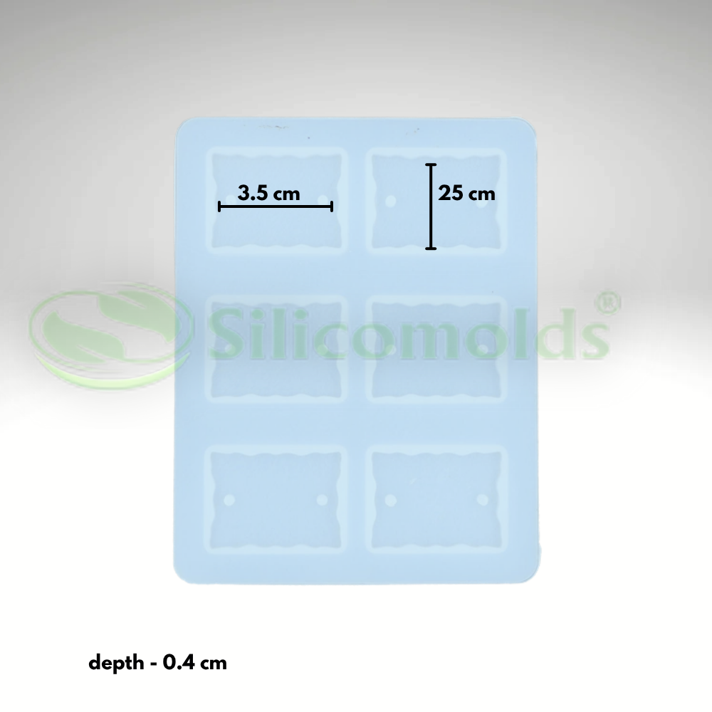 SILICOMOLDS - 1.4" Rectangle Agate Shape 6 Cavity Rakhi Mold - URP338RM