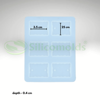 SILICOMOLDS - 1.4" Rectangle Agate Shape 6 Cavity Rakhi Mold - URP338RM