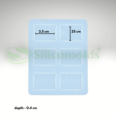 SILICOMOLDS - 1.4" Rectangle Agate Shape 6 Cavity Rakhi Mold - URP338RM