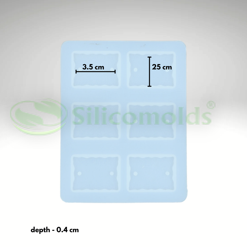 SILICOMOLDS - 1.4" Rectangle Agate Shape 6 Cavity Rakhi Mold - URP338RM