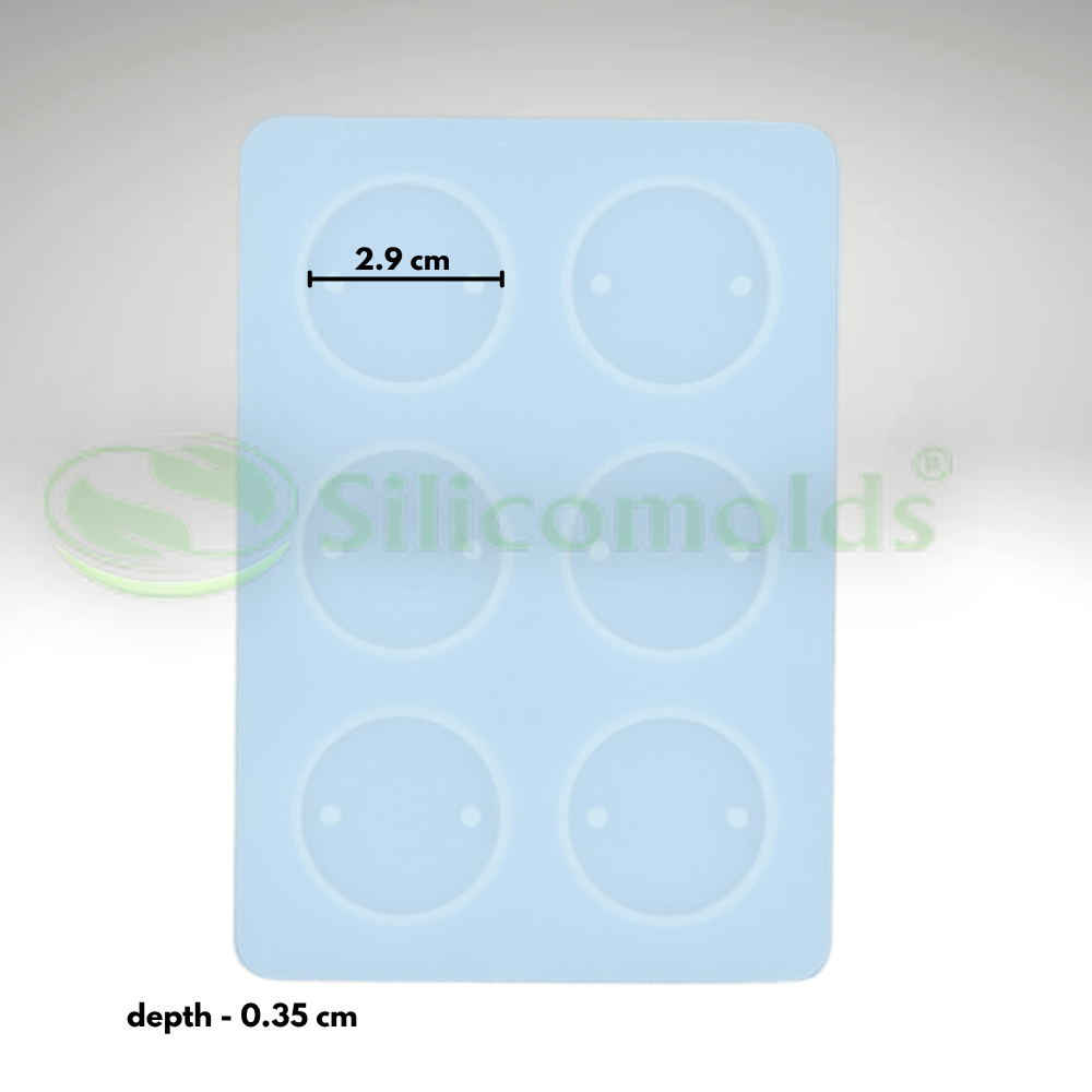 SILICOMOLDS - 1.2" Round Shape - Rakhi mold 6 Cavities - URP340RM