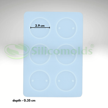 SILICOMOLDS - 1.2" Round Shape - Rakhi mold 6 Cavities - URP340RM
