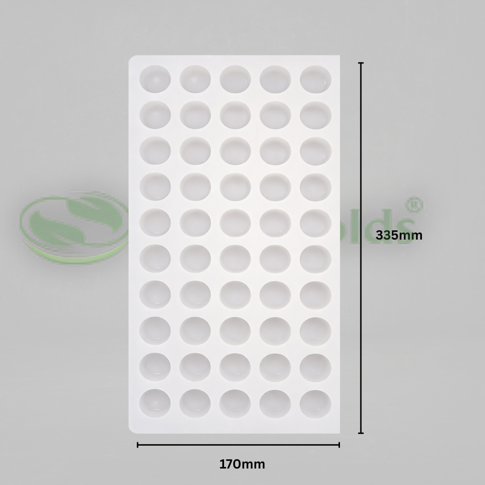 Silicomolds - Ghee Diya Mold -7gms - Flat Bottom - 27 X 14 mm - 50 Cavities - URP369GD