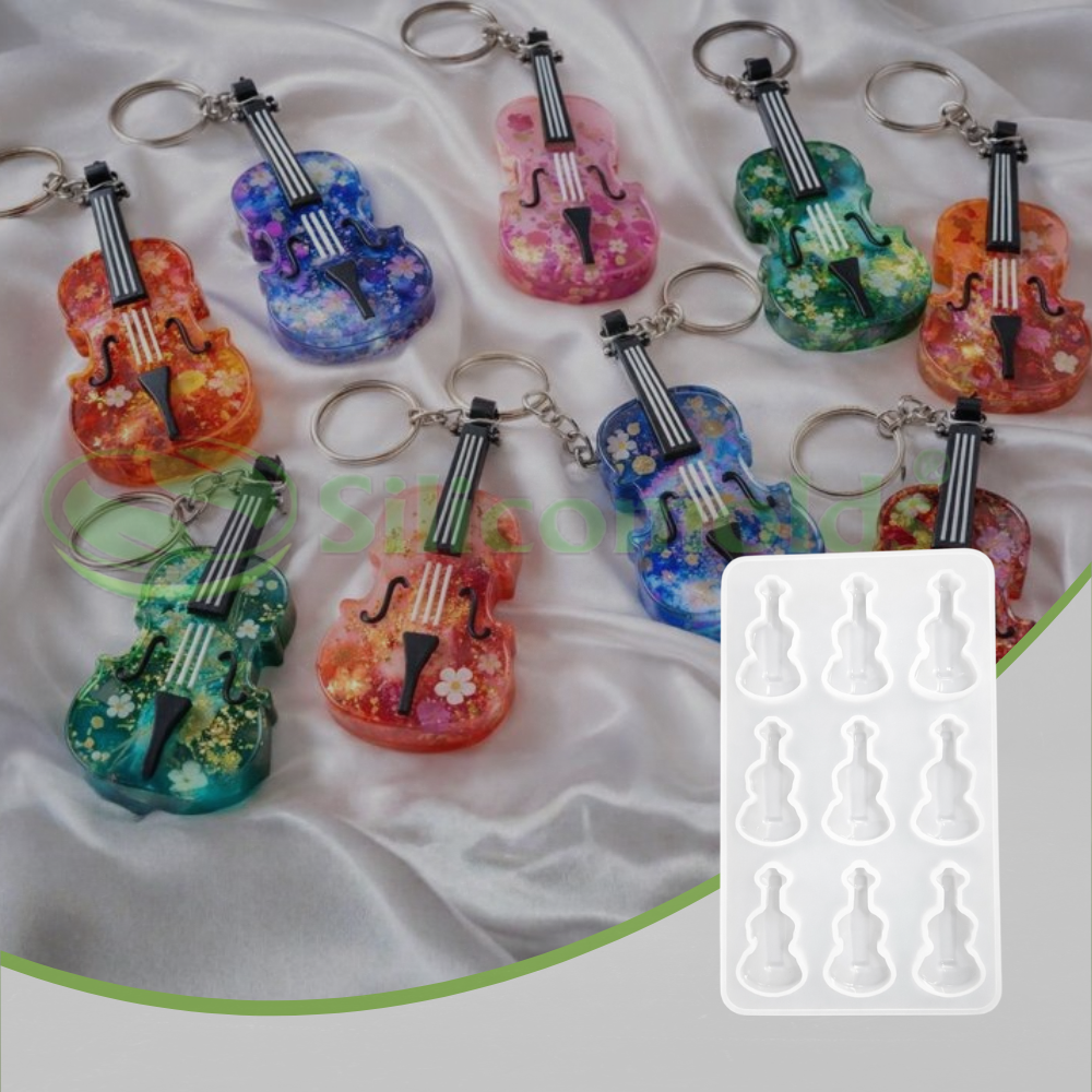 SILICOMOLDS - Violin Keychain Mold - 9 cavities - URP376RM